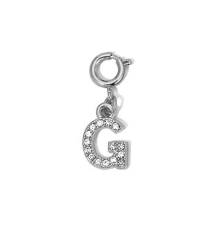 Charm - (G) Rhinestone Initial (silver)