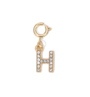 Charm - (H) Rhinestone Initial (gold)