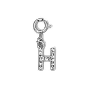 Charm - (H) Rhinestone Initial (silver)