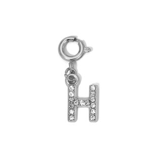 Charm - (H) Rhinestone Initial (silver)