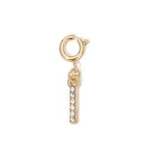 Charm - (I) Rhinestone Initial (gold)