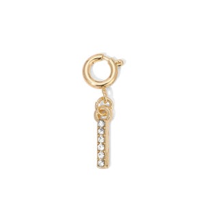 Charm - (I) Rhinestone Initial (gold)