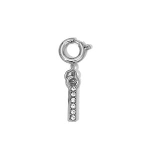 Charm - (I) Rhinestone Initial (silver)