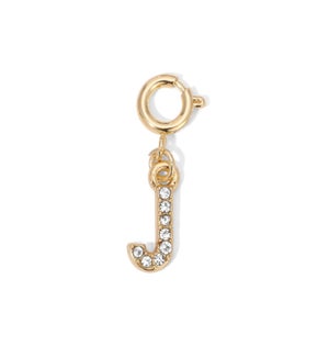 Charm - (J) Rhinestone Initial (gold)