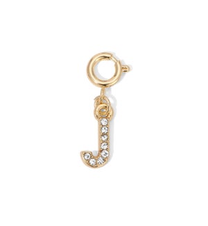 Charm - (J) Rhinestone Initial (gold)
