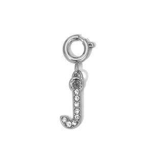 Charm - (J) Rhinestone Initial (silver)