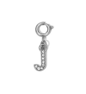 Charm - (J) Rhinestone Initial (silver)