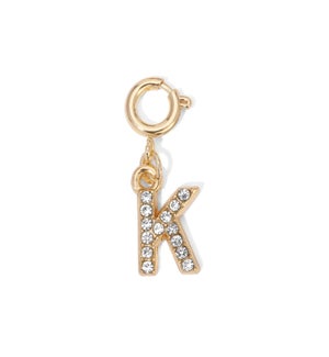 Charm - (K) Rhinestone Initial (gold)