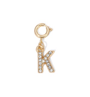 Charm - (K) Rhinestone Initial (gold)