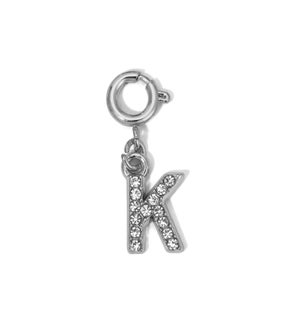 Charm - (K) Rhinestone Initial (silver)