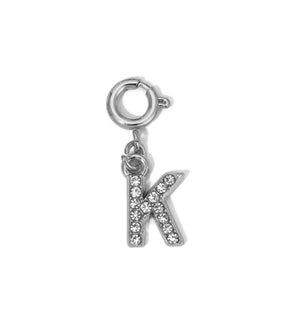 Charm - (K) Rhinestone Initial (silver)