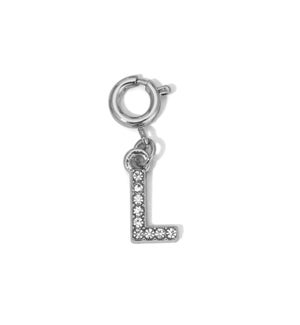 Charm - (L) Rhinestone Initial (silver)