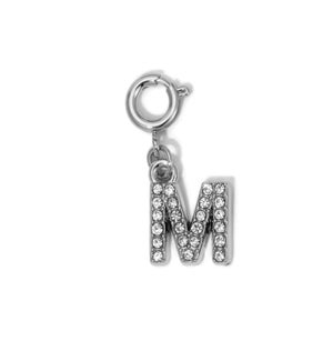 Charm - (M) Rhinestone Initial (silver)