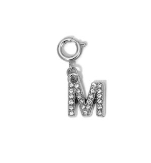 Charm - (M) Rhinestone Initial (silver)