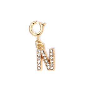 Charm - (N) Rhinestone Initial (gold)