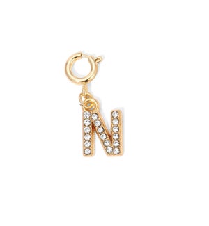 Charm - (N) Rhinestone Initial (gold)