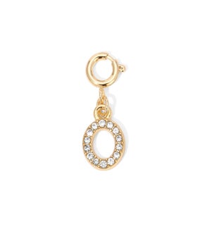 Charm - (O) Rhinestone Initial (gold)
