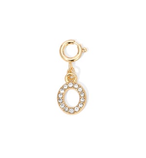 Charm - (O) Rhinestone Initial (gold)