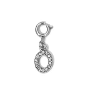 Charm - (O) Rhinestone Initial (silver)