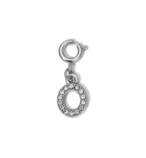 Charm - (O) Rhinestone Initial (silver)