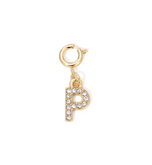 Charm - (P) Rhinestone Initial (gold)