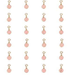 Charm Initials (Enamel - pink) Prepack 24 letters