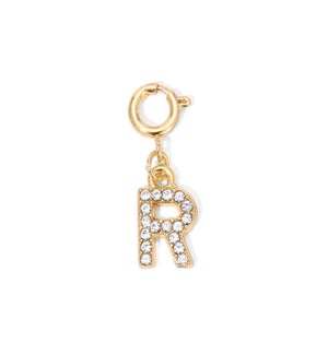 Charm - (R) Rhinestone Initial (gold)