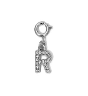 Charm - (R) Rhinestone Initial (silver)