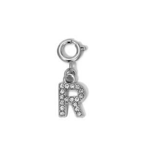 Charm - (R) Rhinestone Initial (silver)