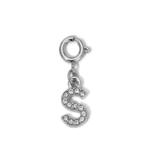 Charm - (S) Rhinestone Initial (silver)
