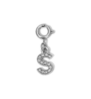 Charm - (S) Rhinestone Initial (silver)