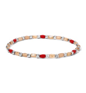 Crystal Mix Coral and Cream Stretch Bracelet (silver)