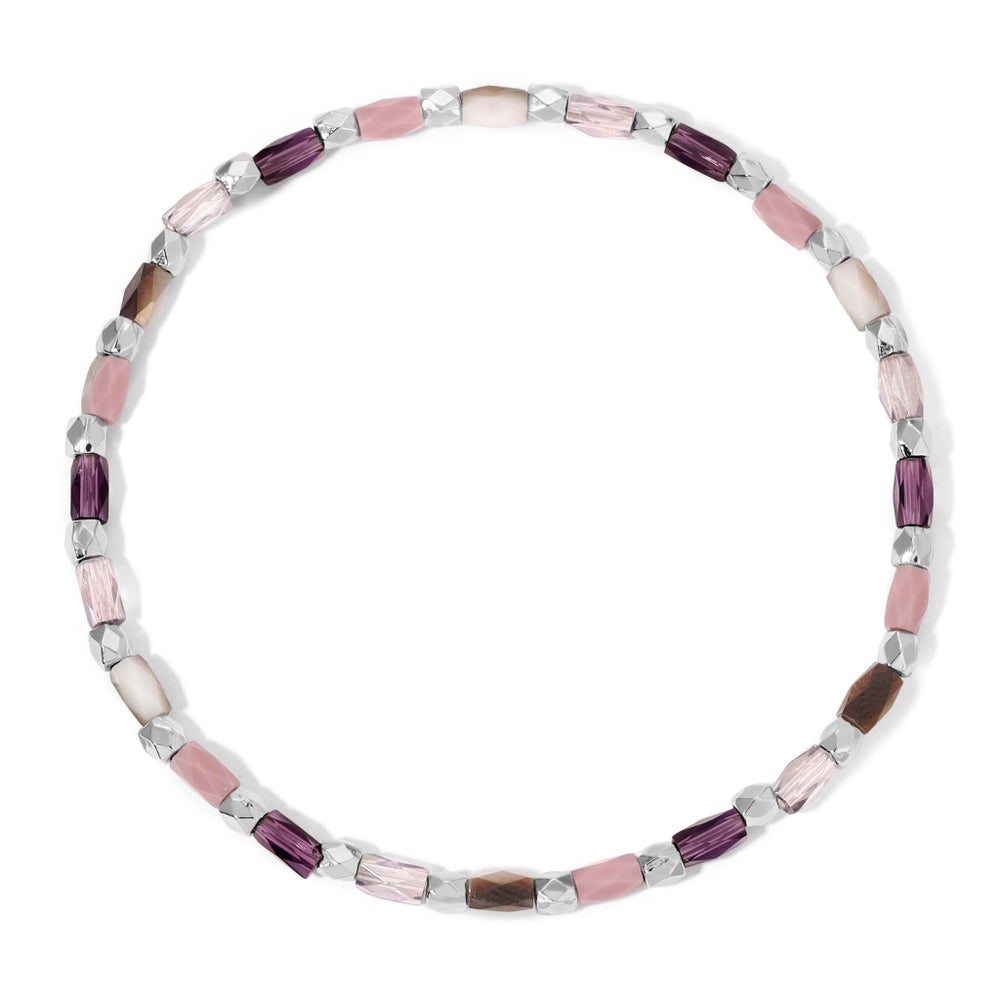 Crystal Mix Purple and Lilac Stretch Bracelet (silver)