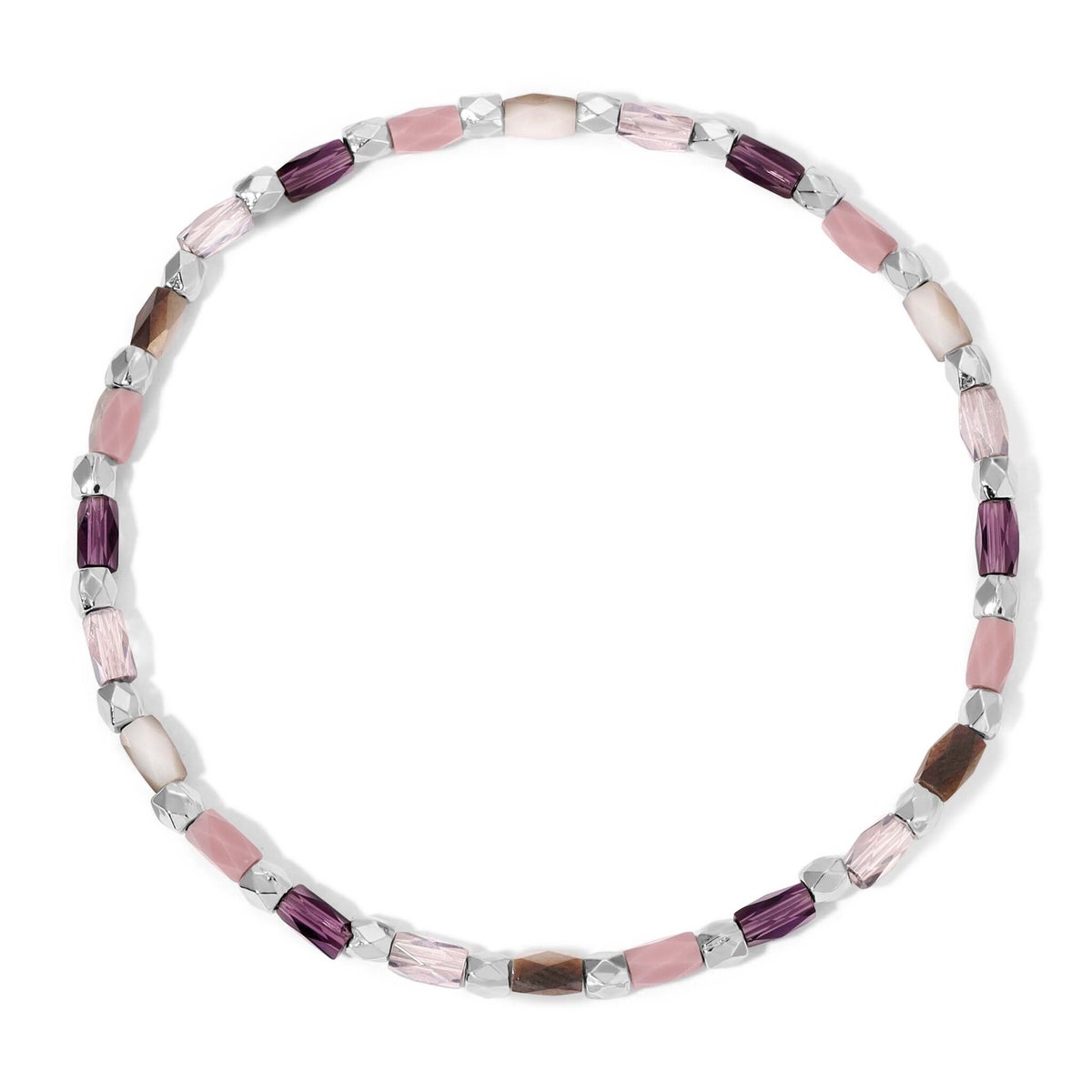 Crystal Mix Purple and Lilac Stretch Bracelet (silver)