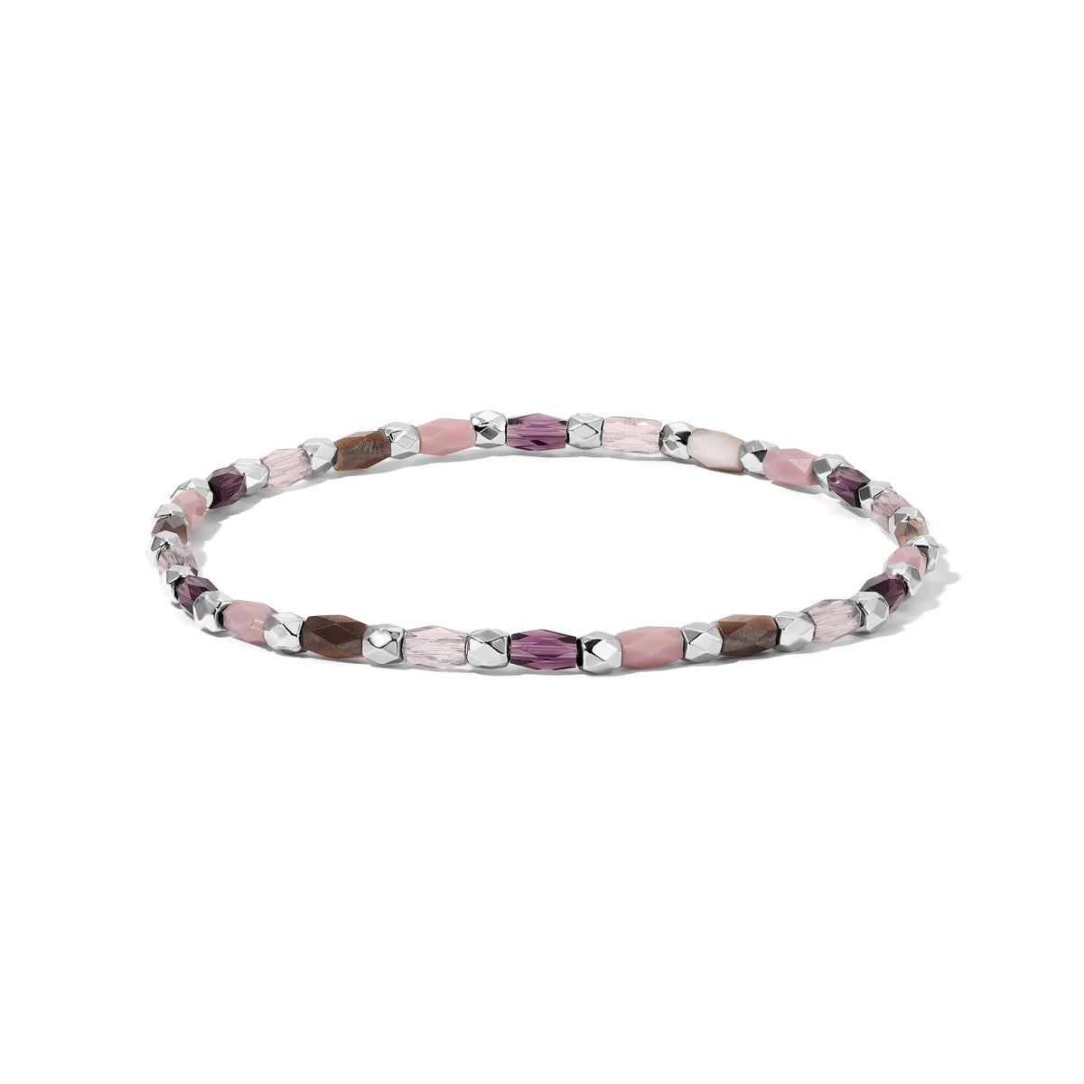 Crystal Mix Purple and Lilac Stretch Bracelet (silver)