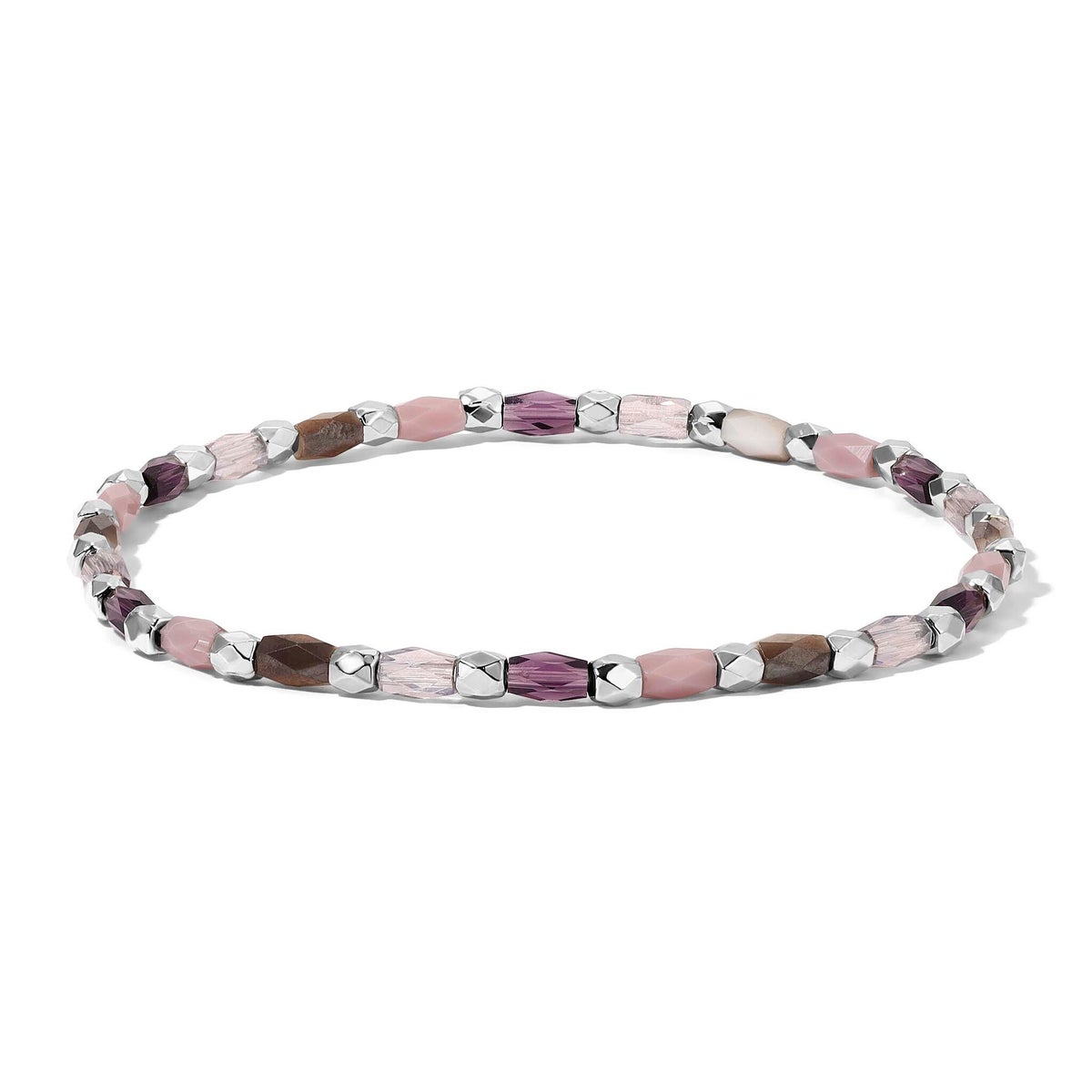 Crystal Mix Purple and Lilac Stretch Bracelet (silver)