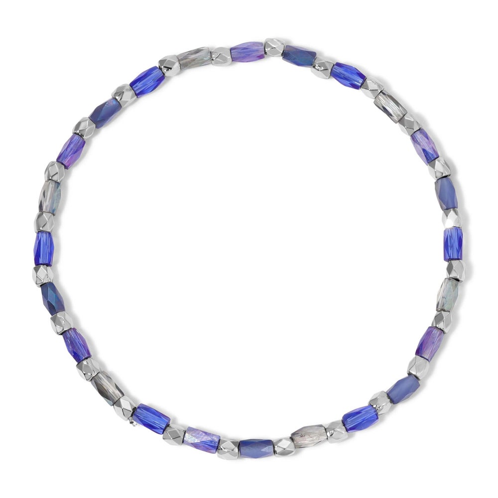 Crystal Mix Marina Blues Stretch Bracelet (silver)