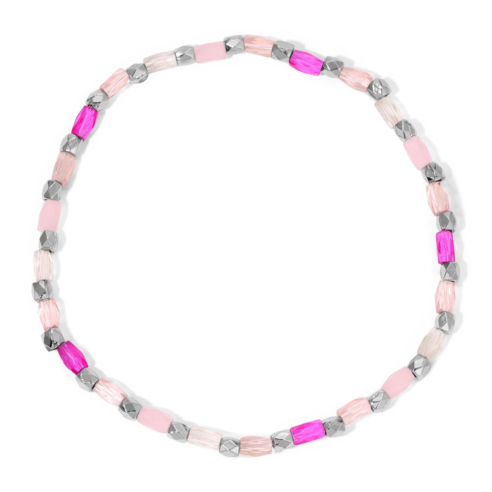 Crystal Mix Pink Stretch Bracelet (silver)