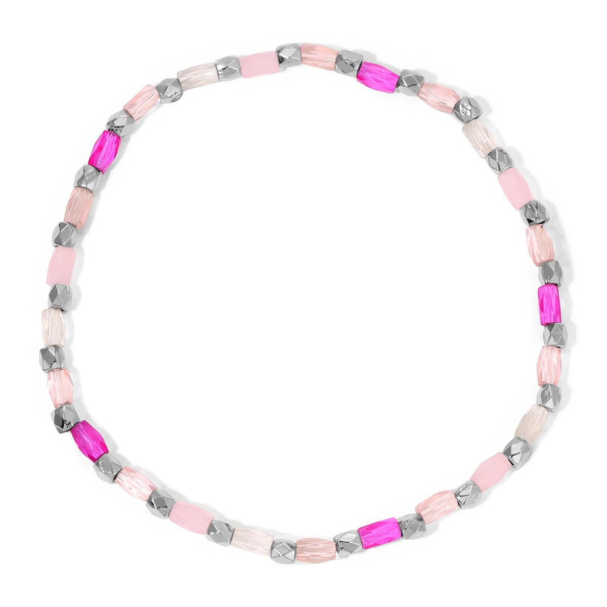 Crystal Mix Pink Stretch Bracelet (silver)