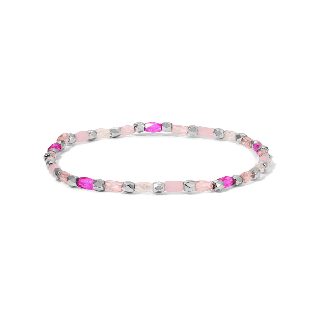 Crystal Mix Pink Stretch Bracelet (silver)