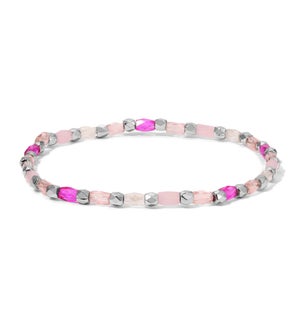 Crystal Mix Pink Stretch Bracelet (silver)