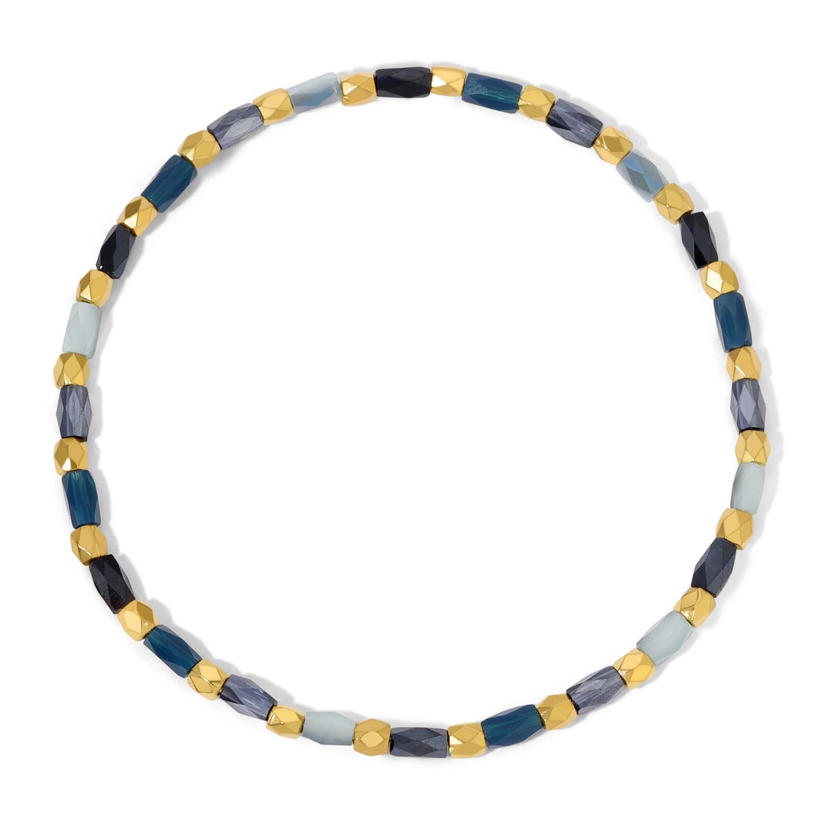 Crystal Mix Navy Blue Stretch Bracelet (gold)