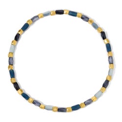 Crystal Mix Navy Blue Stretch Bracelet (gold)
