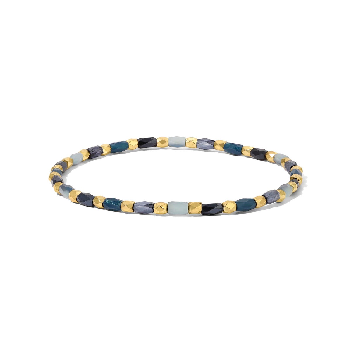 Crystal Mix Navy Blue Stretch Bracelet (gold)