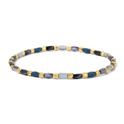 Crystal Mix Navy Blue Stretch Bracelet (gold)