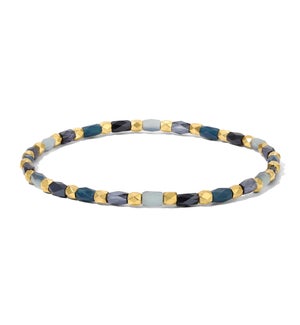 Crystal Mix Navy Blue Stretch Bracelet (gold)