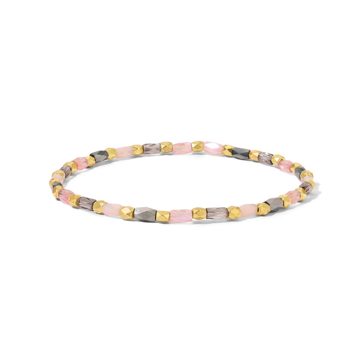 Crystal Mix Gray and Pink Stretch Bracelet (gold)