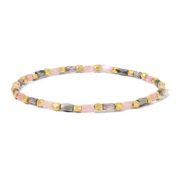 Crystal Mix Gray and Pink Stretch Bracelet (gold)