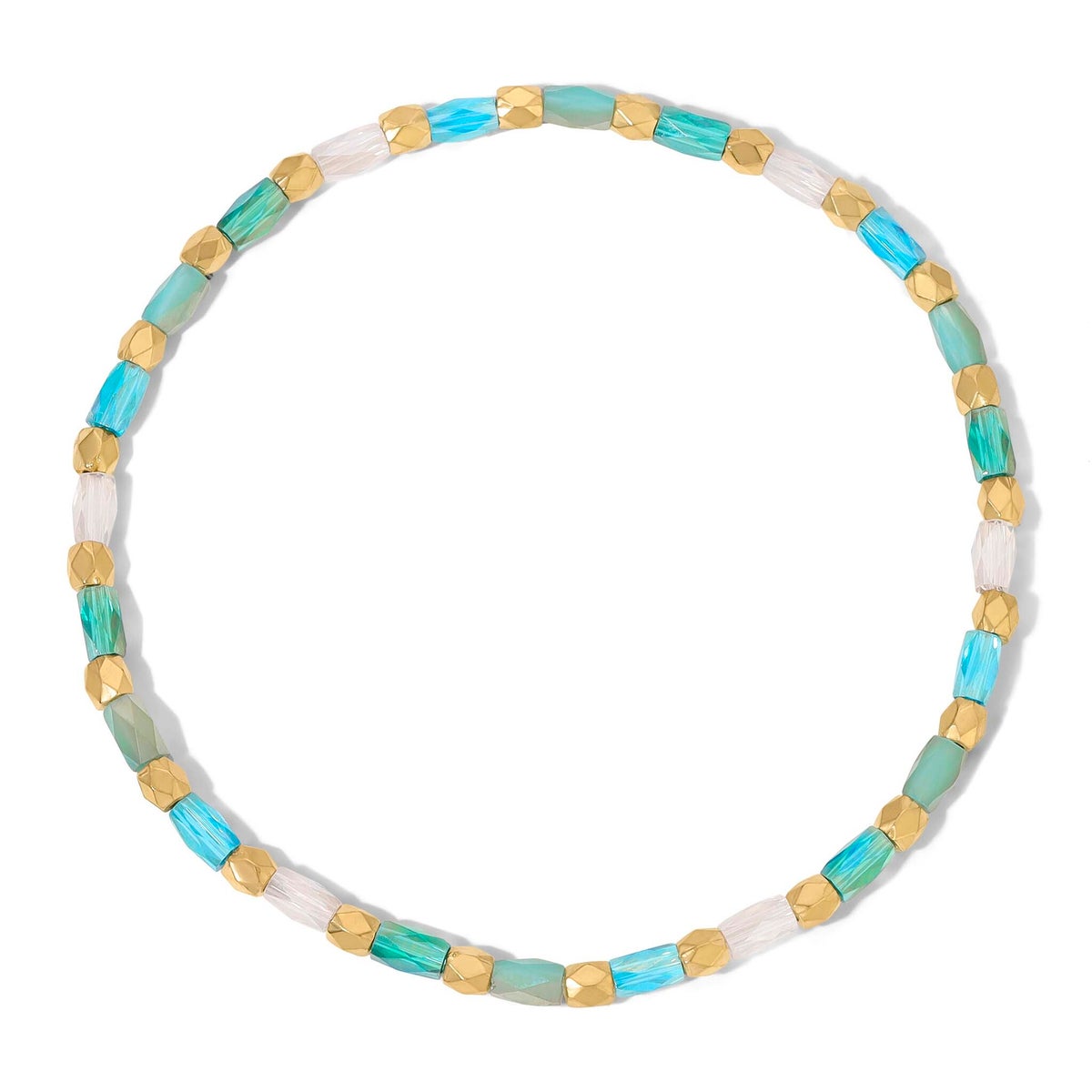 Crystal Mix Lt Turquoise Stretch Bracelet (gold)