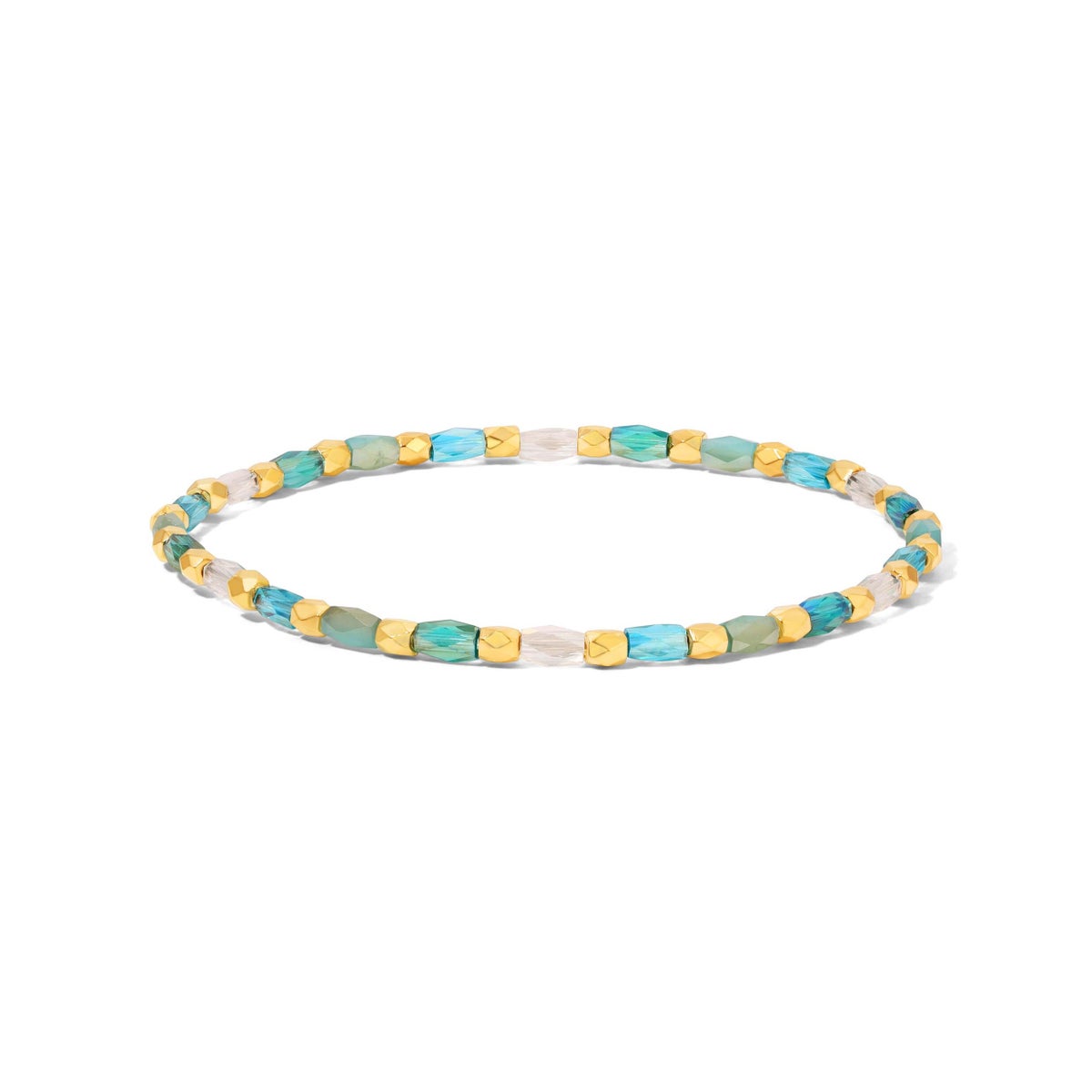 Crystal Mix Lt Turquoise Stretch Bracelet (gold)
